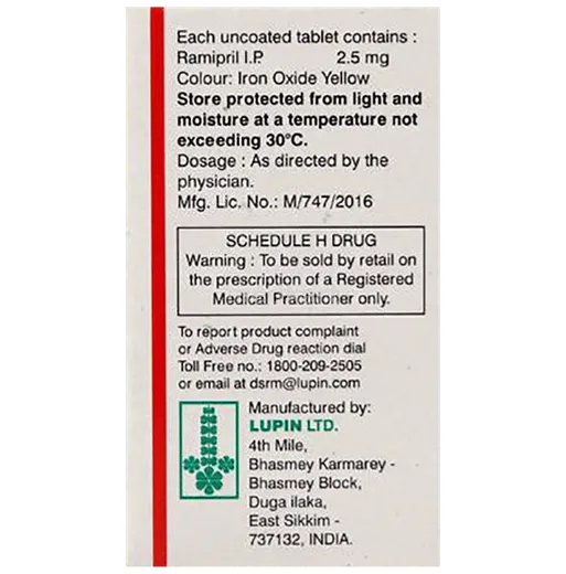 ramistar 2.5mg tablet 15's